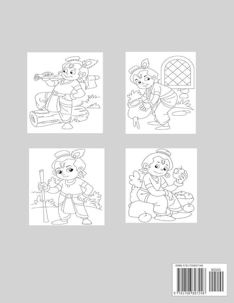 Krishna coloring and activity book for kids cute krishna coloring pages x size glossy cover finish krishna my books