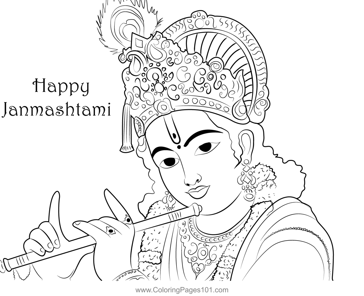 Shree krishna coloring page for kids