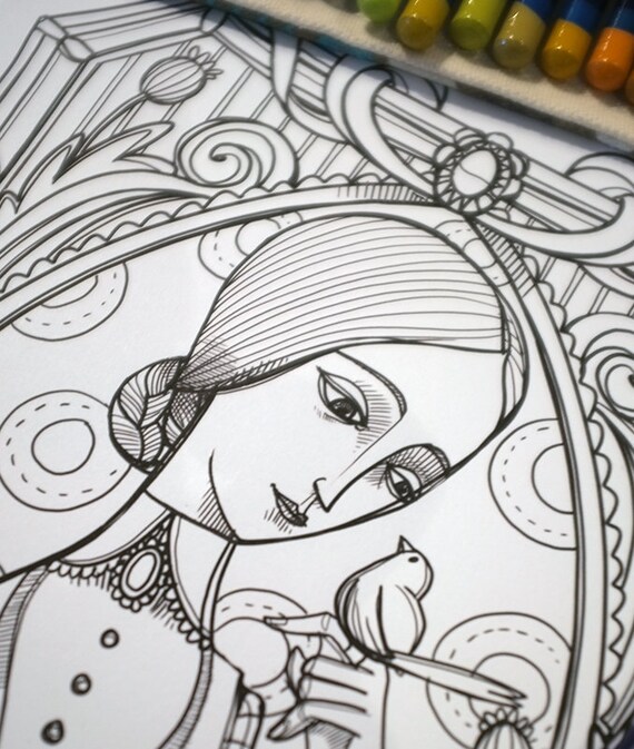 Coloring page pdf jane eyre charlotte bronte instant download art printable illustration