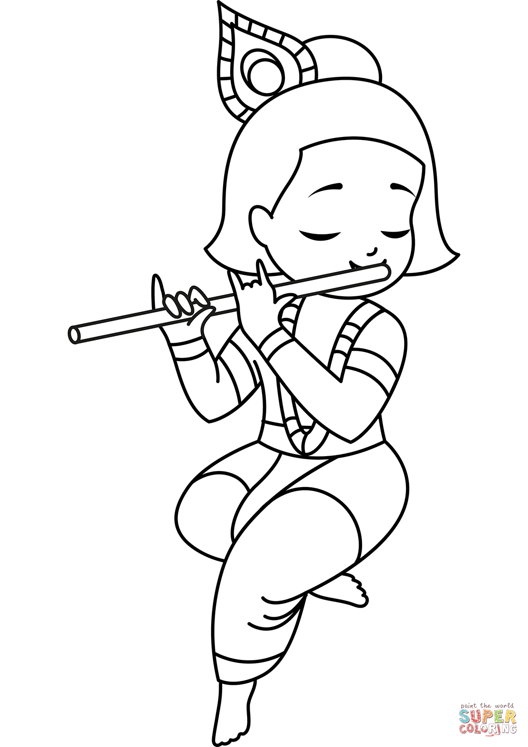 Cartoon krishna coloring page free printable coloring pages