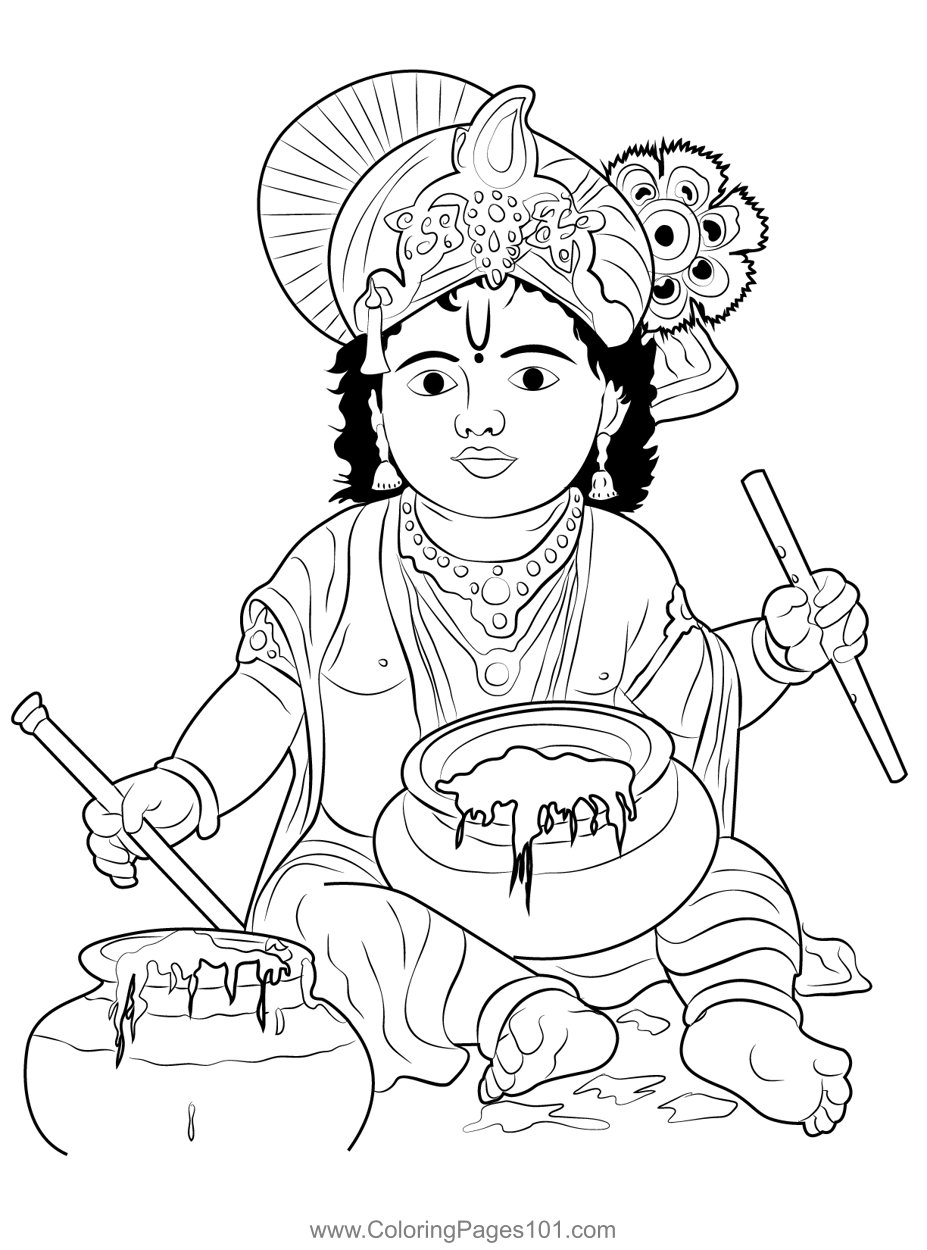 Lord kirsha coloring page for kids