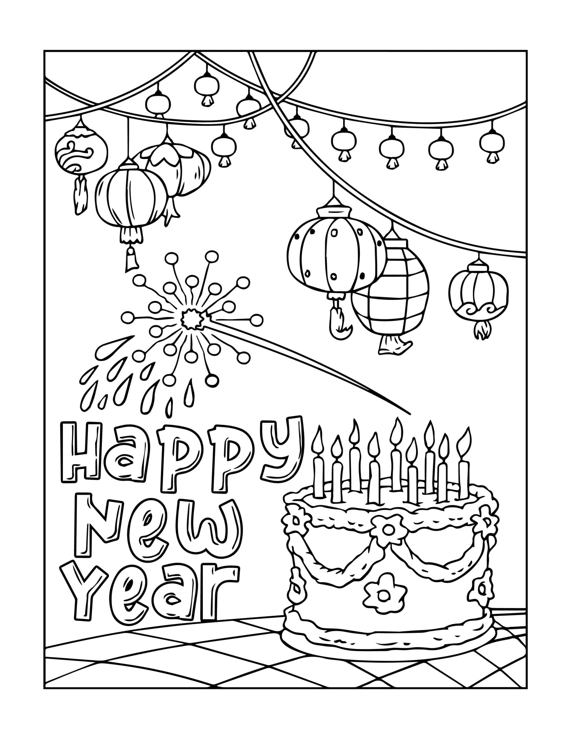 Free new years coloring pages