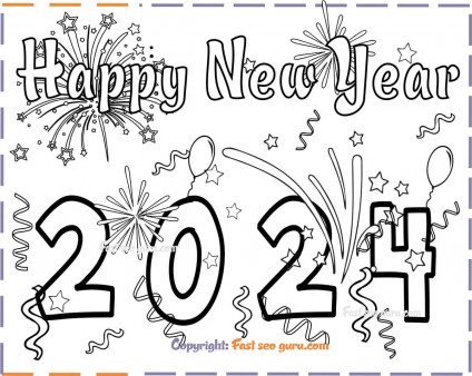 New years coloring page for kids