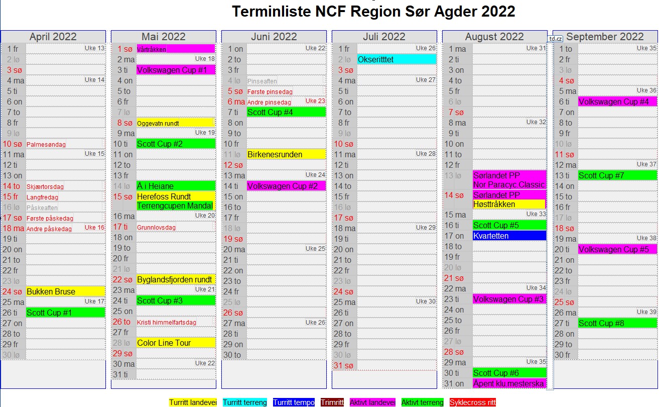 Terminliste ncf region sãr