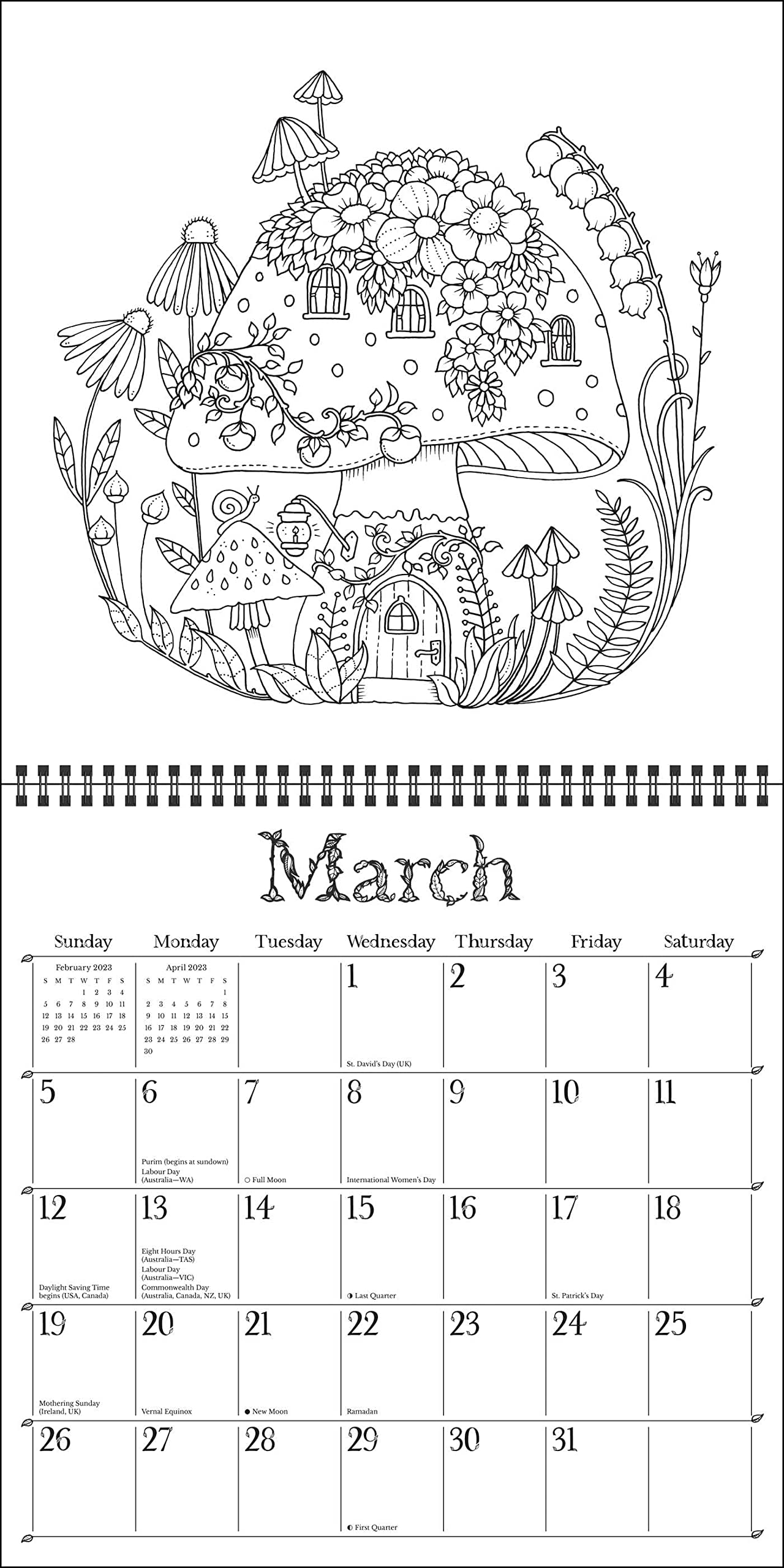 Hanna basford worlds of wonder coloring wall calendar a c â