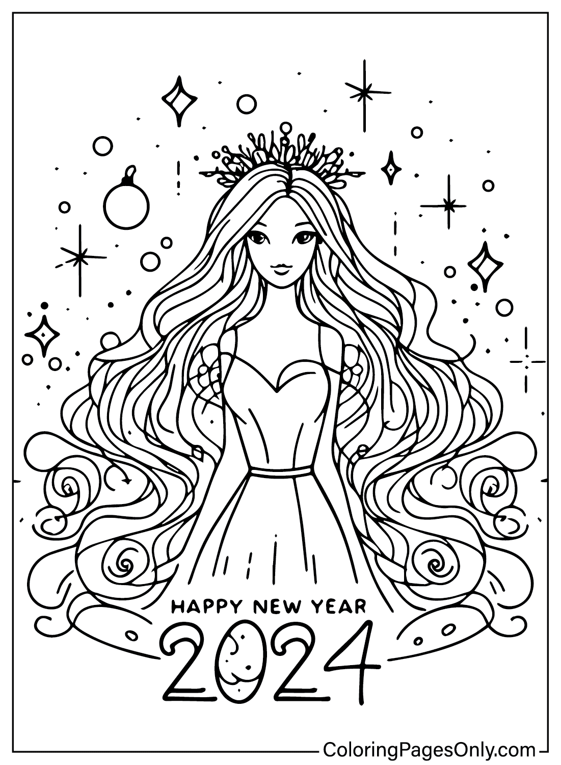 Coloring sheet happy new year
