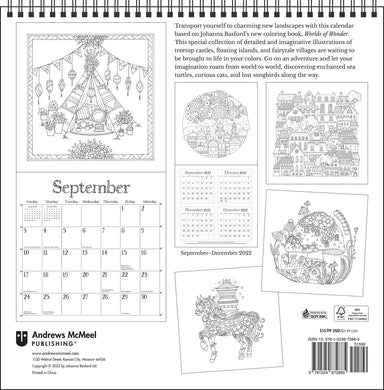 Hanna basford worlds of wonder coloring wall calendar a c â
