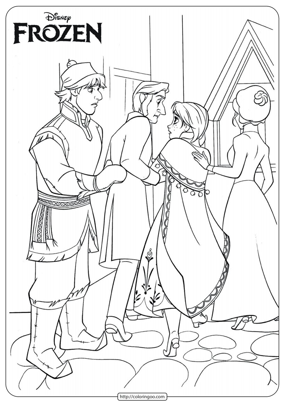 Disney frozen anna kristoff coloring page