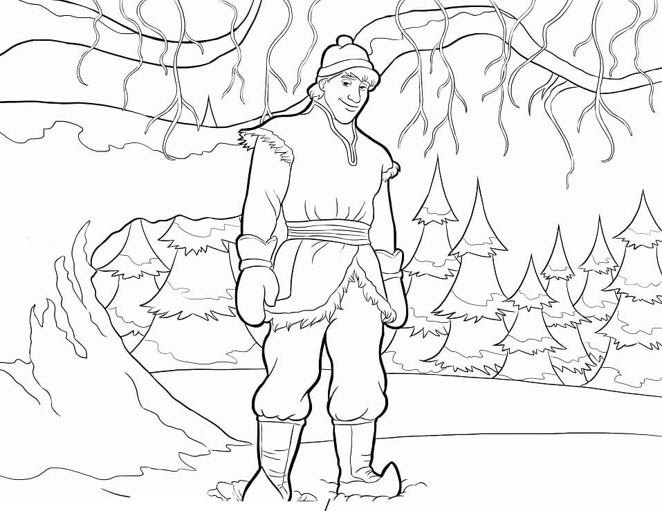 Kristoff from frozen coloring page