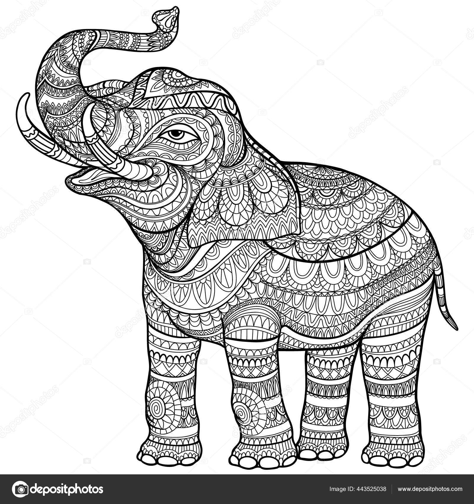 Doodle farve elefant lãftet stamme afrikan dyr stock