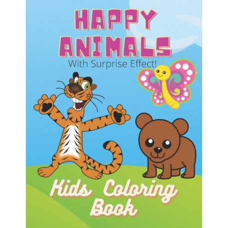 Happy animals childrens coloring book with surprise effect pages animal in actio bog paperback softback engelsk