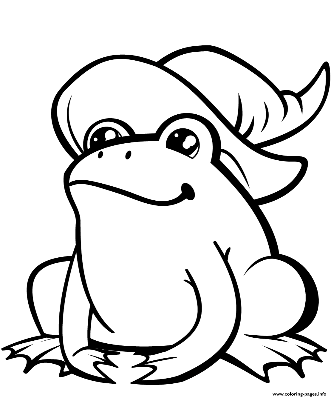 Cute frog in witch hat coloring page printable