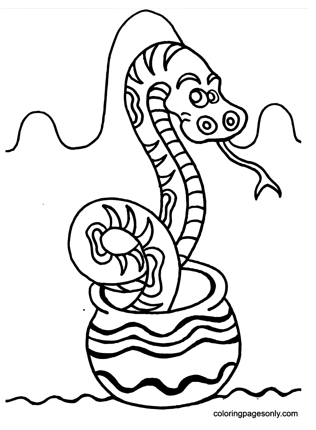 Snake in the cauldron coloring page