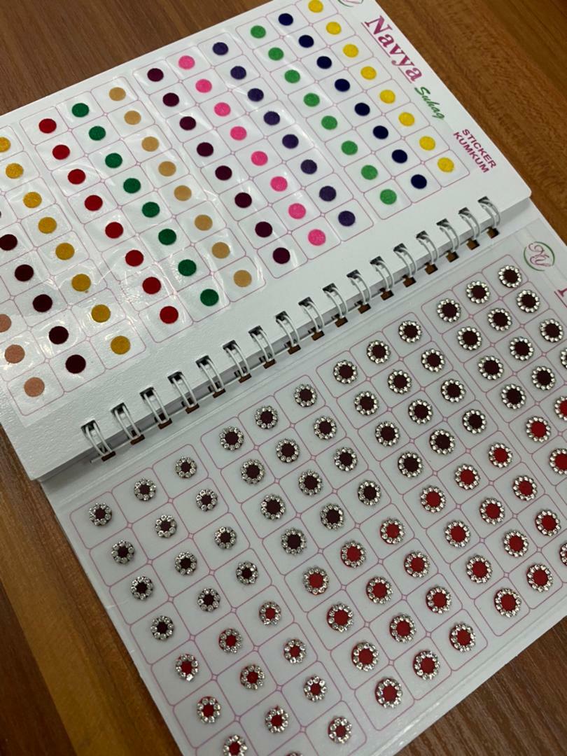 Bindi pottu sticker pottu booklet navya multi color with plain fancy white stone work