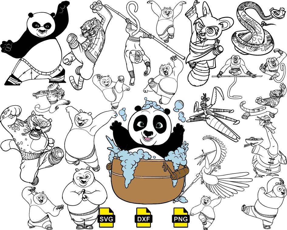 Kung fu panda outline svg kung fu panda png