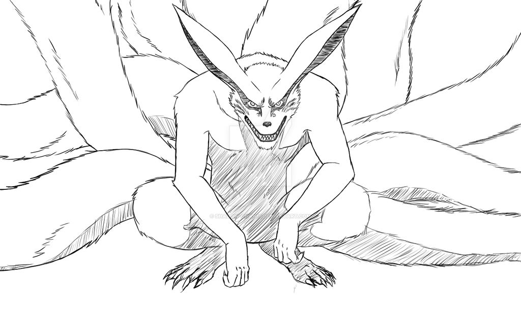 Kurama sketch naruto shippuden by shadow