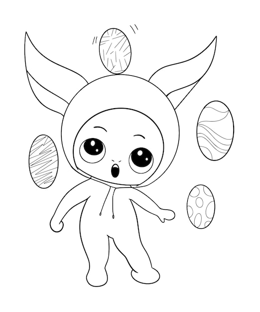Premium vector easter cute coloring page