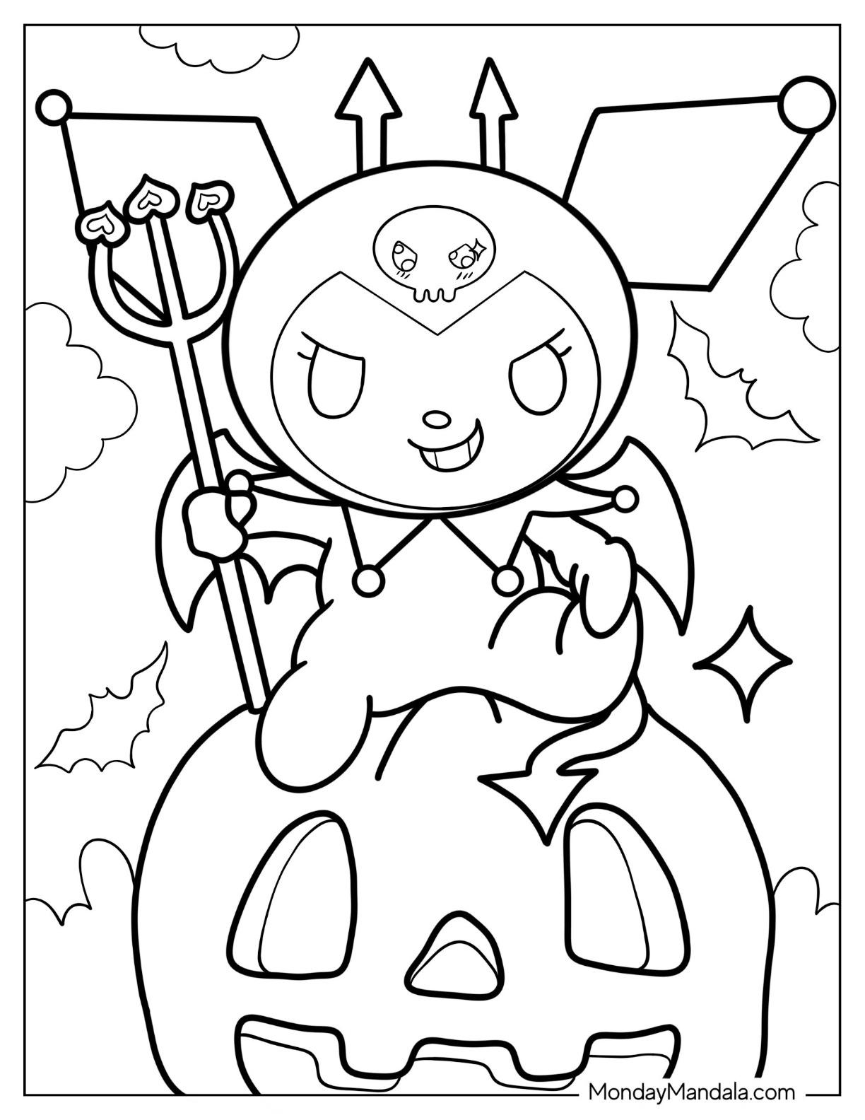 Kuromi coloring pages free pdf printables