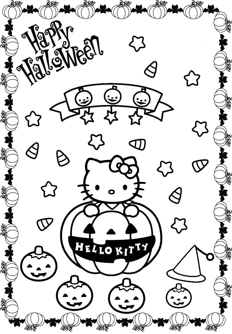 Hello kitty halloween coloring pages