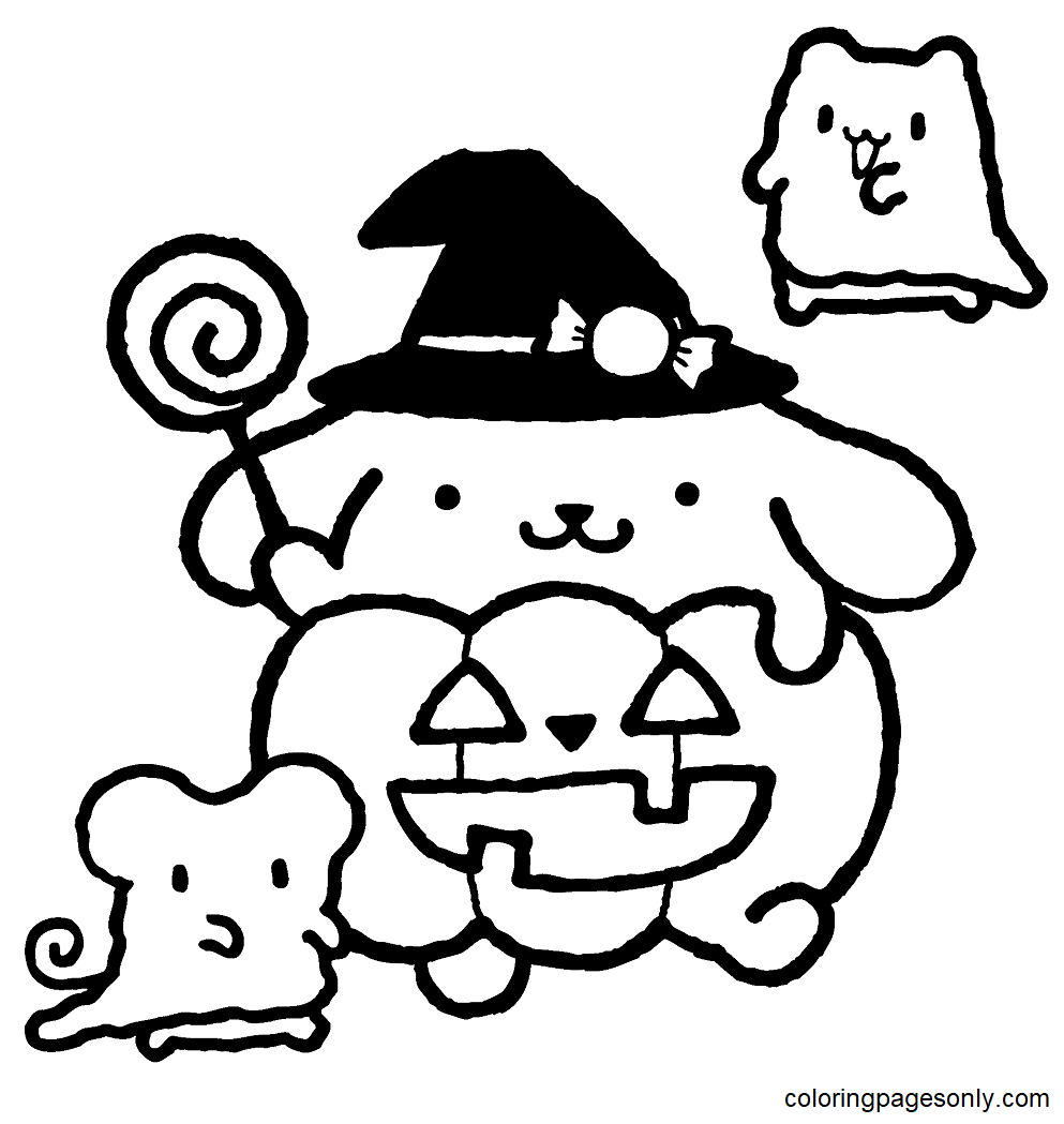 Halloween pompompurin coloring page