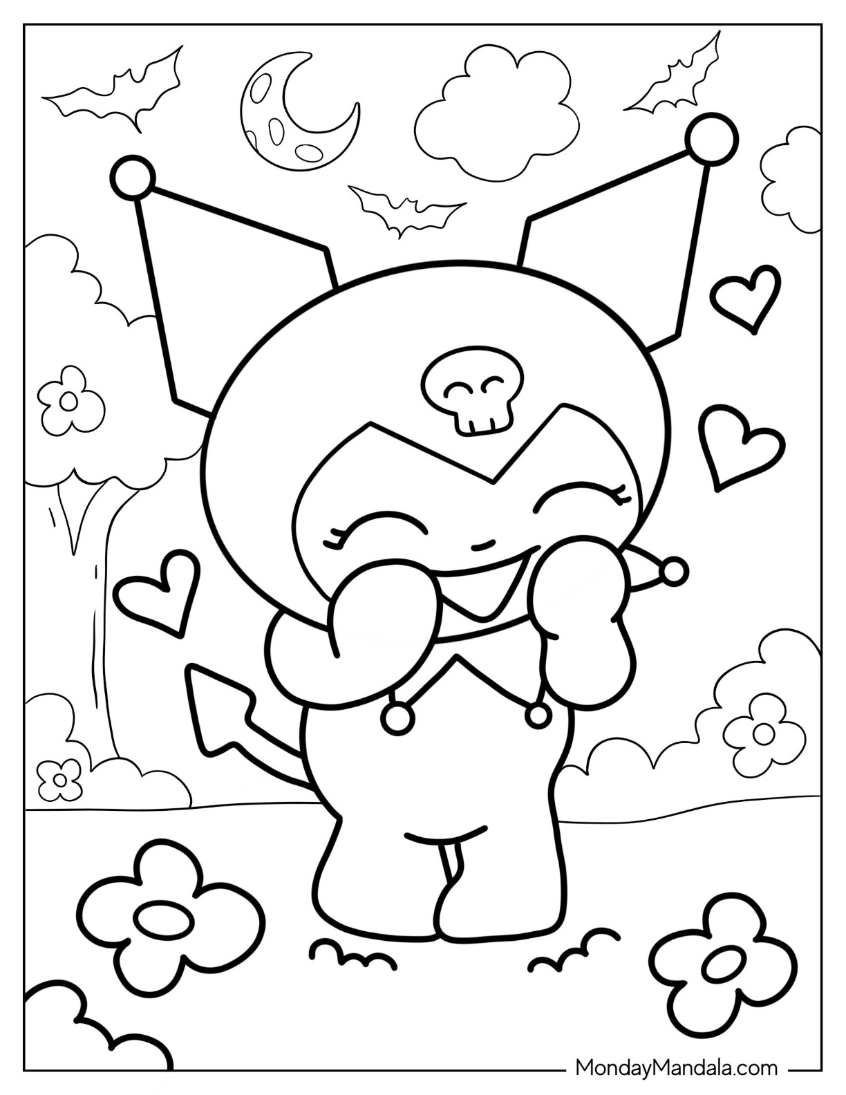 Kuromi coloring pages free pdf printables