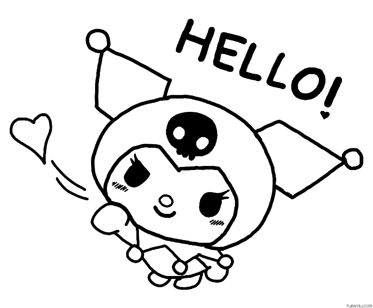 Kuromi hello coloring page