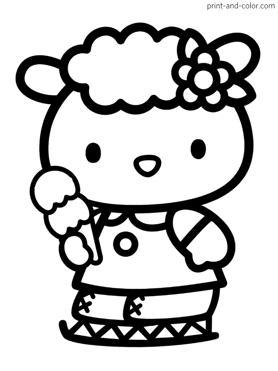 Hello kitty coloring pages print and color