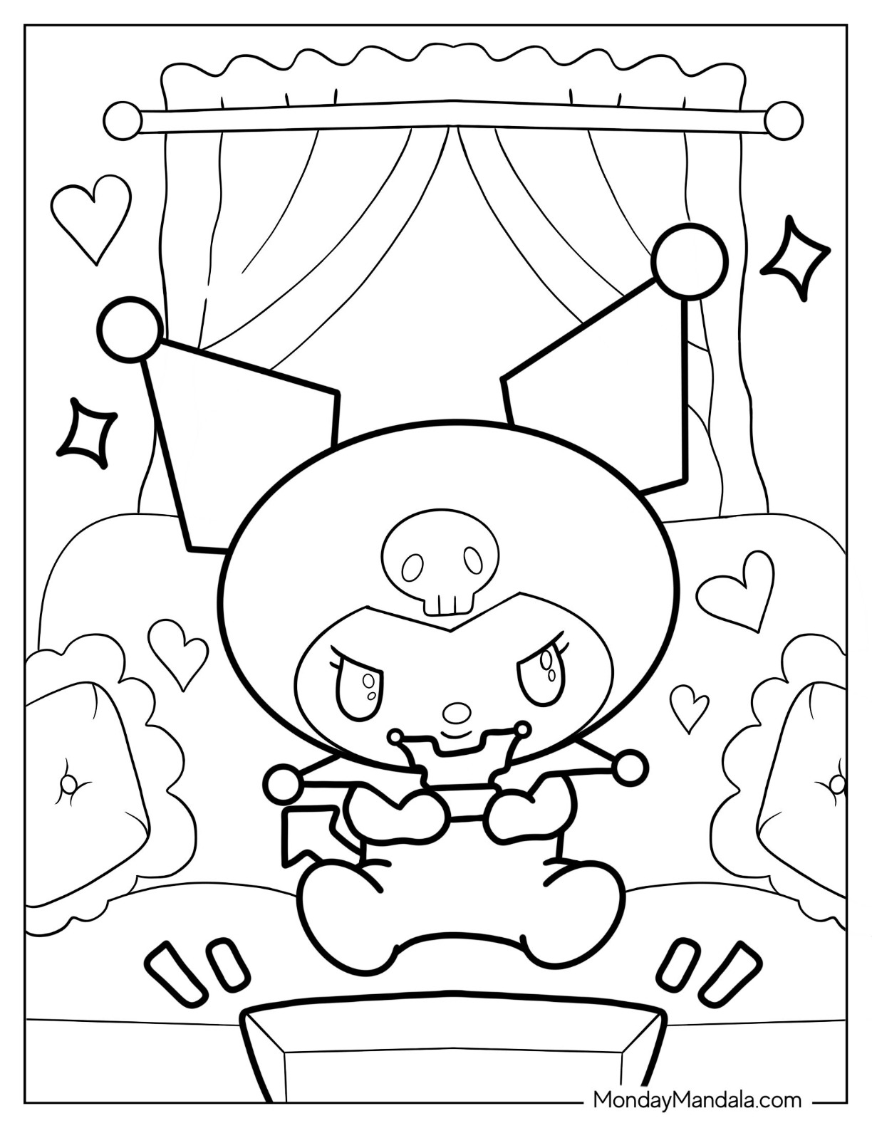 Kuromi coloring pages free pdf printables