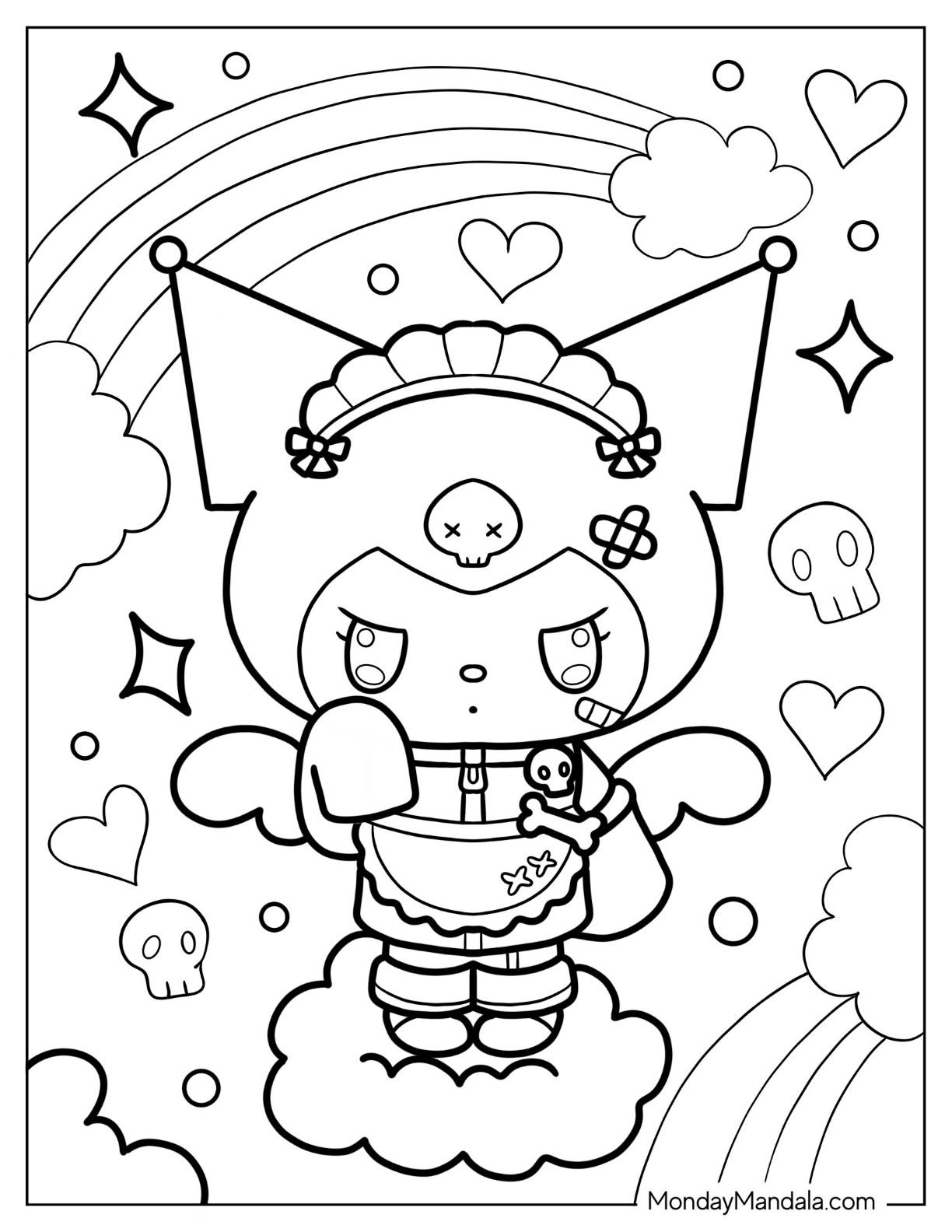 Kuromi coloring pages free pdf printables