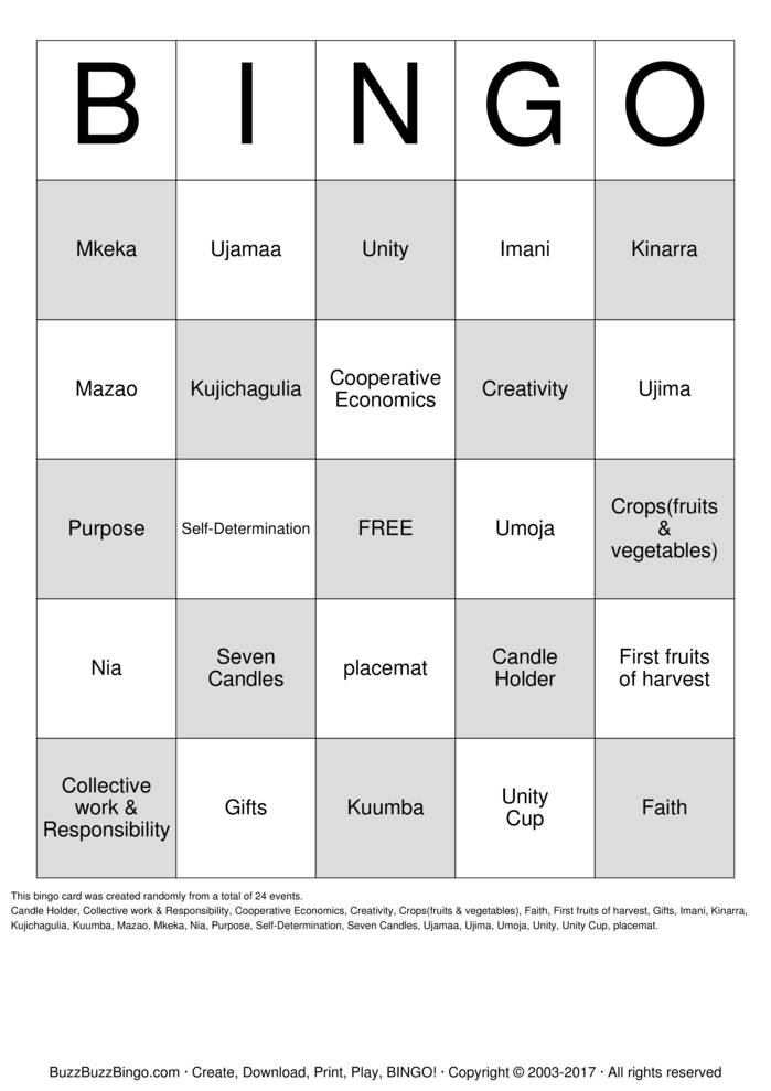 Kwanzaa bingo cards to download print and customize