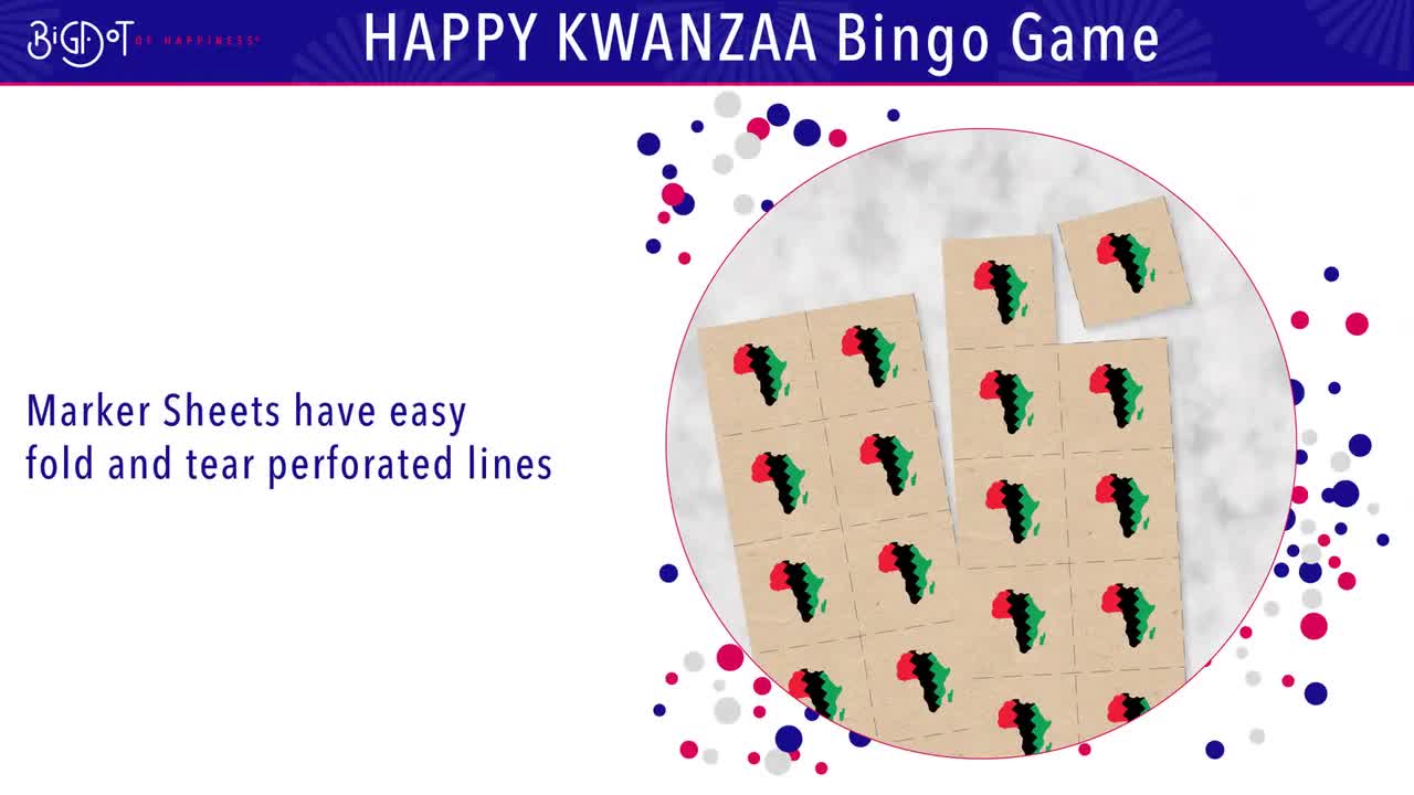 Happy kwanzaa bingo cards and markers african heritage holiday party bingo game set of