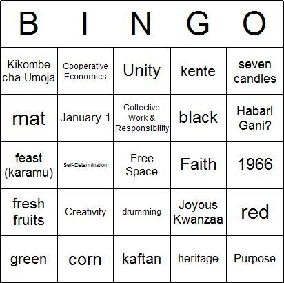 Kwanzaa bingo card printables bingo card kwanzaa kwanzaaideas printables bingo cards kwanzaa cards