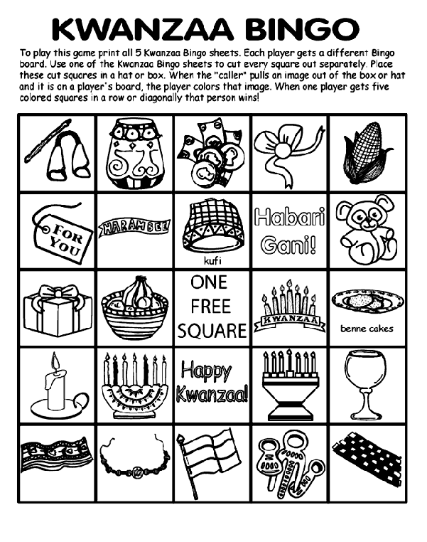 Kwanzaa bingo board no