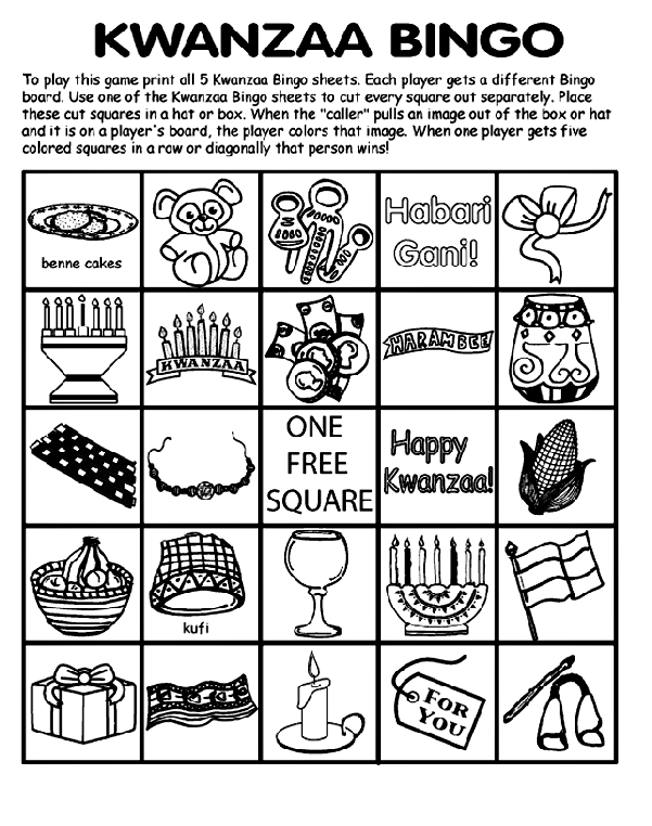 Kwanzaa bingo board no