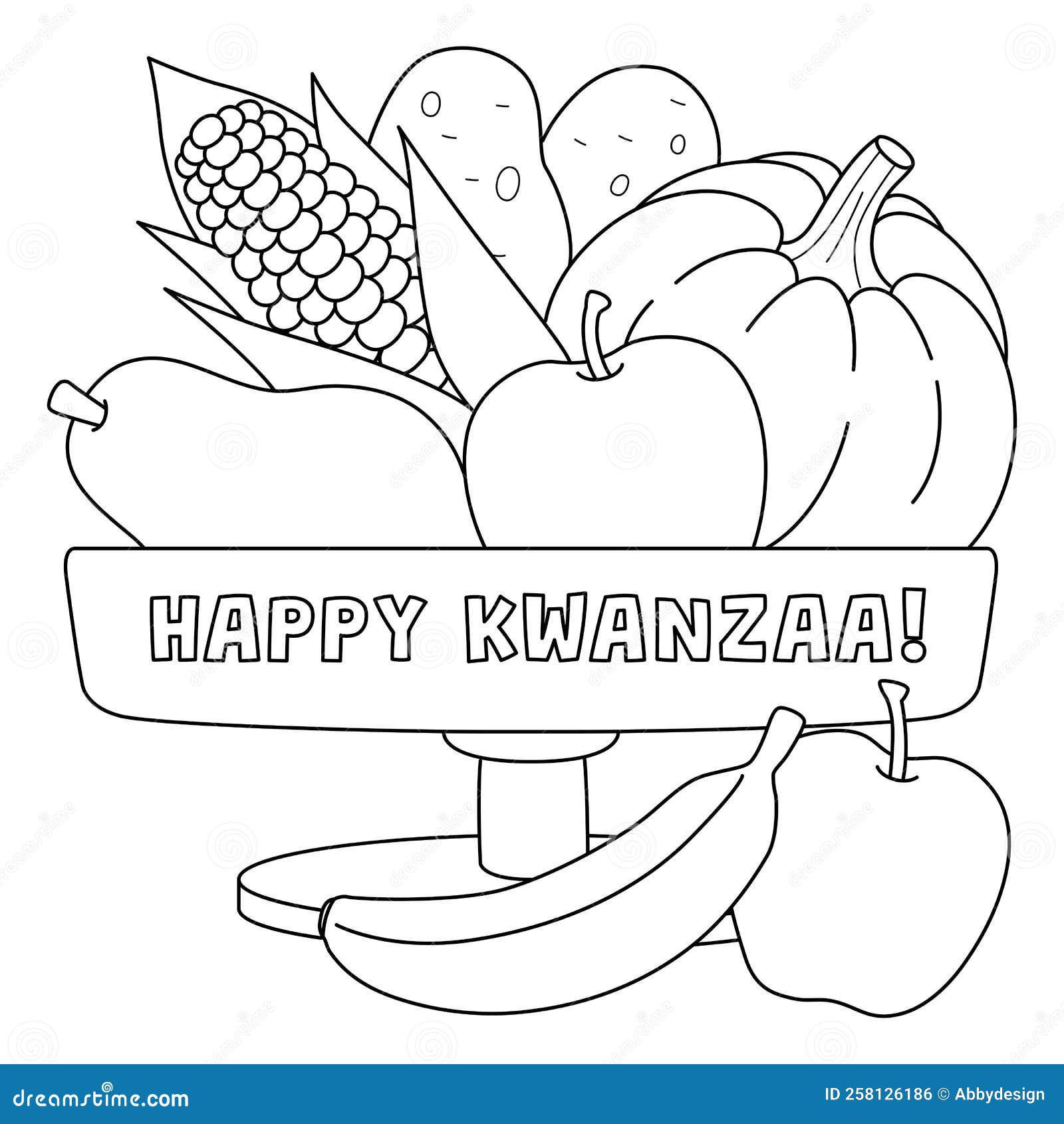 Happy kwanzaa mazao isolated coloring page stock vector