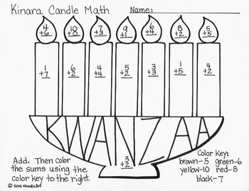 Kwanzaa kinara candle math by noodlzart tpt