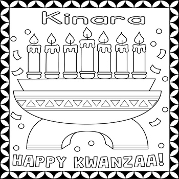 Kwanzaa kinara coloring page seven candles menorah symbol coloring sheet