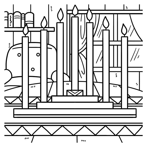 Premium vector kwanzaa kinara coloring page for kids