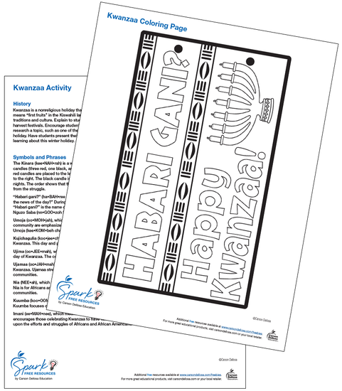 Kwanzaa history and coloring page free printable carson dellosa