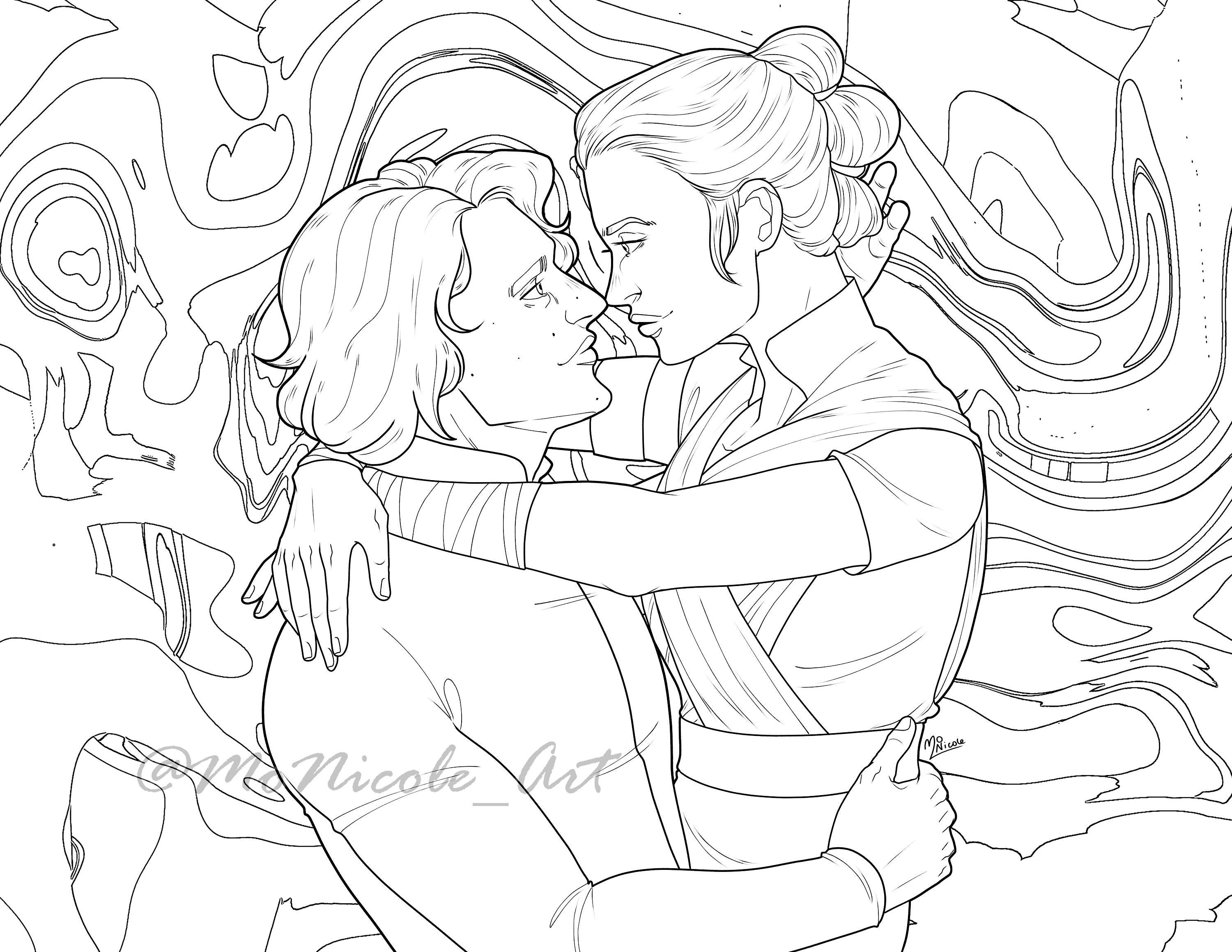 Reylo coloring book page