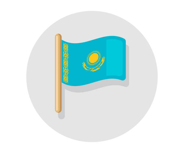 Kazakhstan vector waving on stick flag kazakhstan country icon flag stock illustration