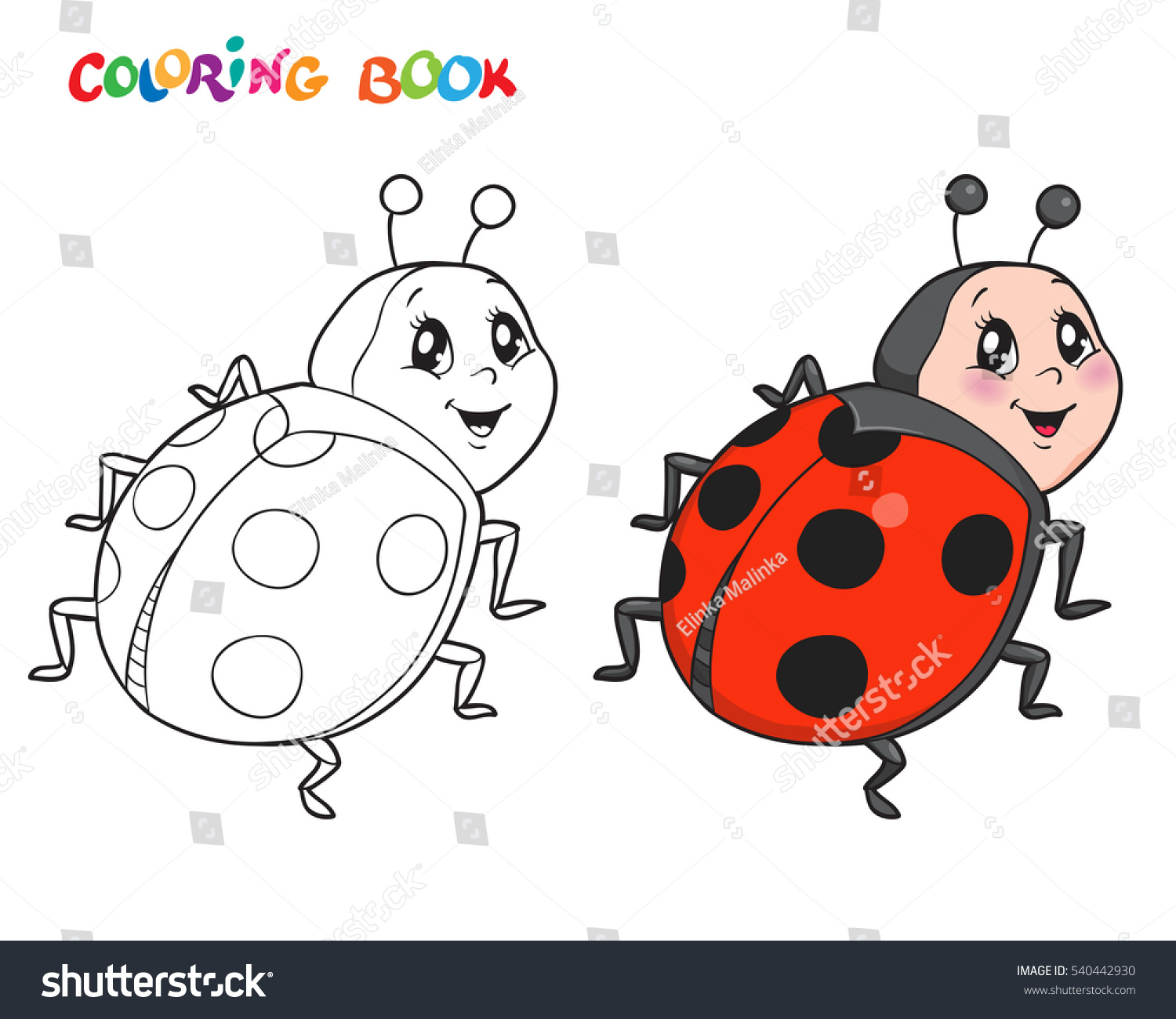 Coloring book page ladybug vector illustration stock vector royalty free