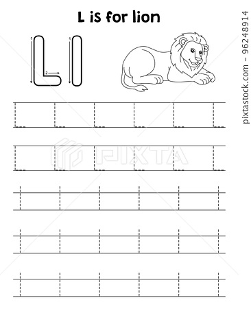 Lion animal tracing letter abc coloring page l