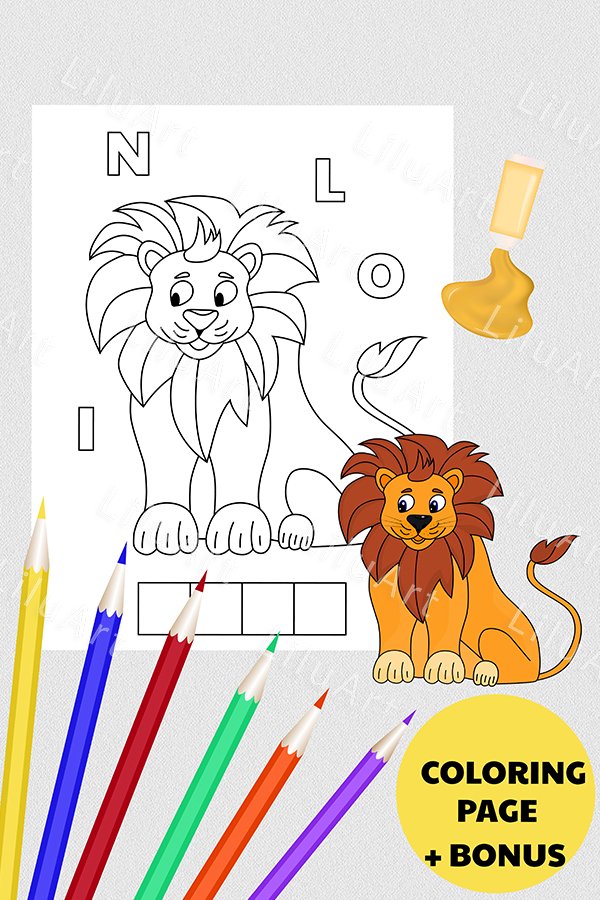 Lion coloring page for kids