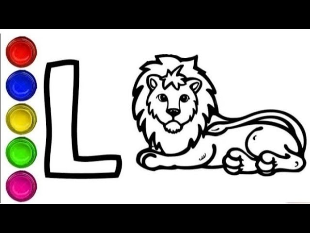 Alphabet l colouring videohow to draw and coloring on l kidsvideo drawing lion lforlion