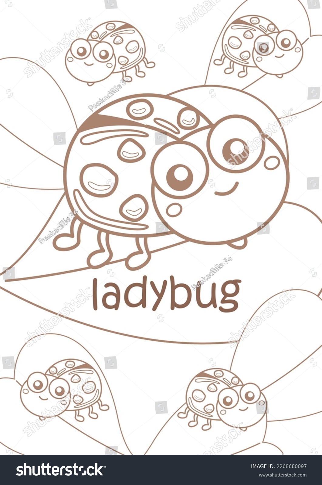 Vocabulary alphabet l ladybug coloring pages stock illustration