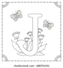 Alphabet coloring page capital letter l stock vector royalty free