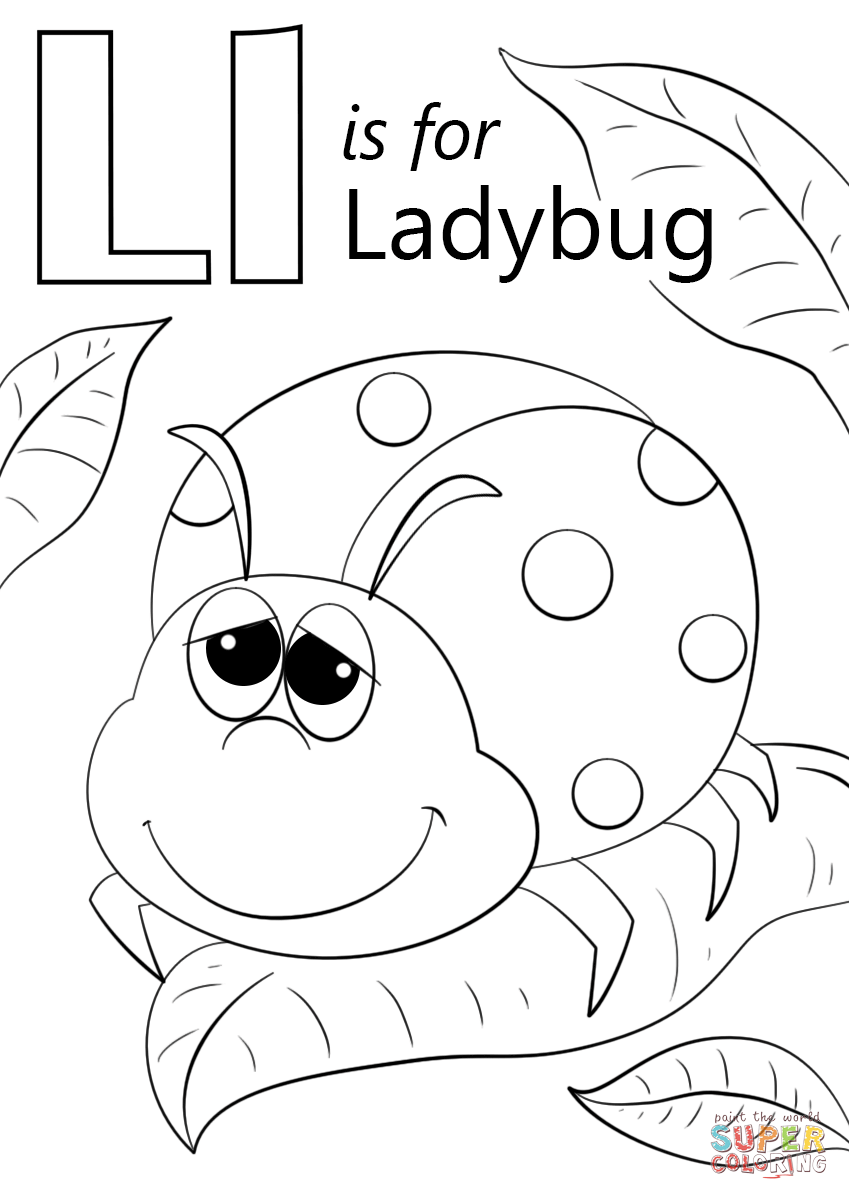 Letter l is for ladybug coloring page free printable coloring pages