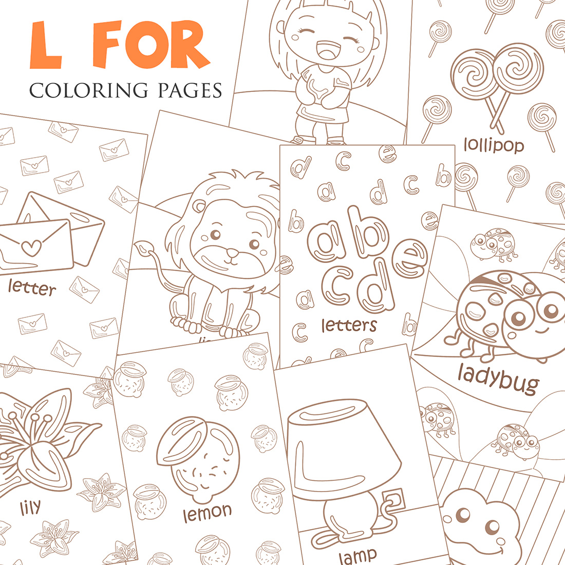 Alphabet l for vocabulary school letter reading writing font study learning student toodler kids cartoon lemon