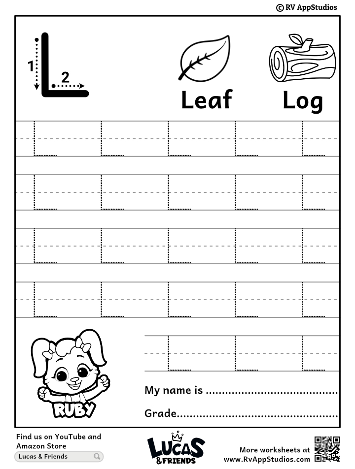 Capital letter l tracing worksheet trace uppercase letter l